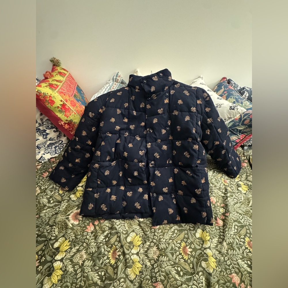 Madewell Navy Corduroy Crop Puffer Jacket - Picture 2 of 3